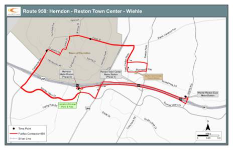 Route 950: Herndon - Reston Town Center - Wiehle Monroe S t Reston Pkwy