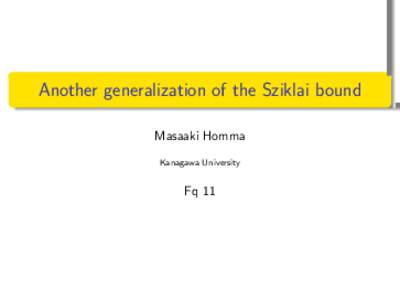 . . Masaaki Homma Kanagawa University  Fq 11