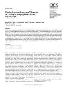 Research Report  Mating Interest Improves Women’s Accuracy in Judging Male Sexual Orientation