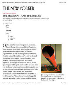 Keystone Pipeline / Bill McKibben / Tom Steyer / Ryan Lizza / Environmental risks of the Keystone XL pipeline / 350.org / Jim Steyer / James Hansen / Barack Obama / United States / Petroleum / Environment