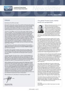 Newsletter July[removed]Issue 3 Editorial  The global Private Equity market trends and perspectives