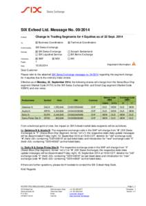 Berne eXchange / Swiss franc / SIX / Switzerland / Europe / SIX Swiss Exchange / SWX Europe