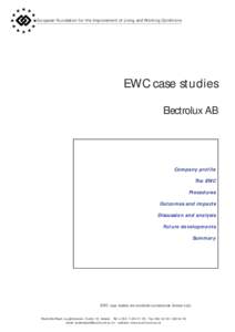 European Foundation for the Improvement of Living and Working Conditions  EWC case studies Electrolux AB  Company profile