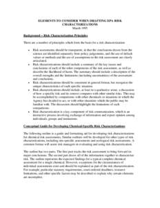US EPA: OSA: ELEMENTS TO CONSIDER WHEN DRAFTING EPA RISK CHARACTERIZATIONS March 1995