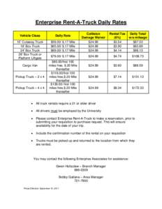 Enterprise Rent-A-Truck Daily Rates