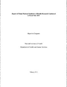 Report of Trans-National Institutes of Health Research Conducted in Fiscal Year 2011 Report to Congress