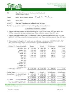 Sales tax / Tax / Business / Economics / Fayetteville–Springdale–Rogers metropolitan area / Fayetteville /  Arkansas / Year-to-date