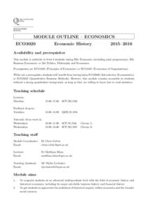 MODULE OUTLINE – ECONOMICS ECO3020 Economic History  2015–2016