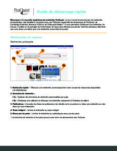 ProQuest - Quick Start Reference Guide New Platform | (French Canadian PDF)