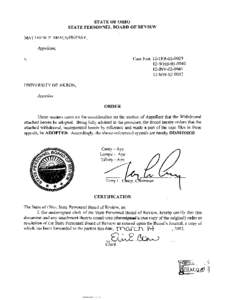 STATE OF OHIO STATE PERSONNEL BOARD OF REVIEW MATTHEW P. SHAUGHNESSY, Appellant,  Case Nos. 12-TFR[removed]