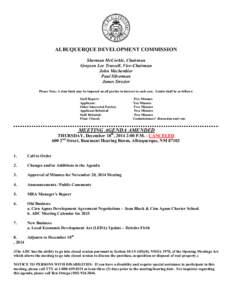 ALBUQUERQUE DEVELOPMENT COMMISSION Sherman McCorkle, Chairman Grayson Lee Trussell, Vice-Chairman John Mechenbier Paul Silverman James Strozier