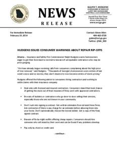 NEWS R E L E A S E For Immediate Release February 19, 2014