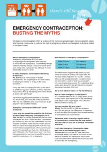 there’s still time for plan B. EMERGENCY CONTRACEPTION: BUSTING THE MYTHS Emergency Contraception (EC) is a dose of the hormone progestogen (levonorgestrel) taken after sexual intercourse to reduce the risk of pregnanc