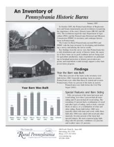 An Inventory of  Pennsylvania Historic Barns January[removed]Photos courtesy of the Pennsylvania Historical and Museum Commission.