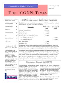 Volume 3, Issue 1  Connecticut Digital Library July 2003