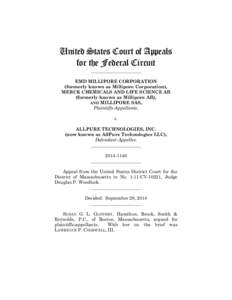 United States Court of Appeals for the Federal Circuit ______________________ EMD MILLIPORE CORPORATION (formerly known as Millipore Corporation),