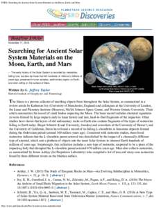 PSRD: Searching for Ancient Solar System Materials on the Moon, Earth, and Mars