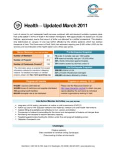 Health – Updated March 2011 Lack of access to and inadequate health services combined with sub-standard sanitation systems place Haiti at the bottom in terms of health in the western hemisphere. With approximately 40 d