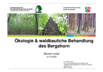 Landesbetrieb Wald und Holz  Arbeitsgemeinschaft Naturgemäße Waldwirtschaft (ANW) -Landesgruppe Nordrhein-Westfalen-