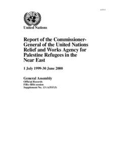 A[removed]United Nations Report of the CommissionerGeneral of the United Nations Relief and Works Agency for
