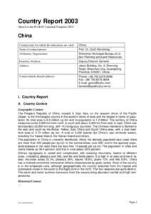 Country Report[removed]Based on the PCGIAP-Cadastral Template[removed]China Country/state for which the indications are valid: