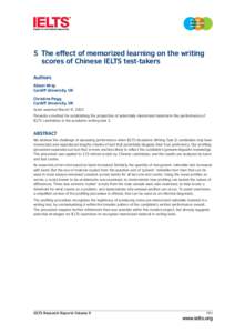 The test that sets the standard 5 The effect of memorized learning on the writing scores of Chinese IELTS test-takers