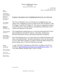 Town of Henlopen Acres 104 Tidewaters Henlopen Acres, Delaware[removed]6411 Fax: [removed]Email: [removed]