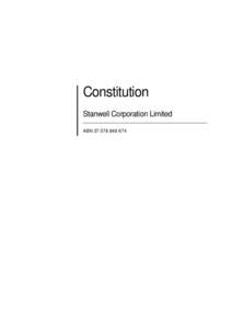Constitution - Stanwell Corporation Limited NEW -incld at request of CM draft water mark etc