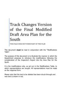 Track Changes Version of the Final Modified Draft Area Plan for the South