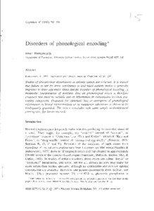 Disorders of phonological encoding