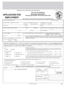 Applications may be filed online at http://per.lacity.org  APPLICATION FOR EMPLOYMENT 1. CITY JOB (EXAMINATION) TITLE