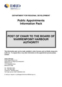 Warrenpoint Harbour Authority ChairInformation Pack