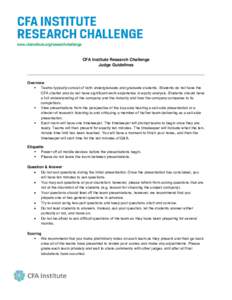 www.cfainstitute.org/researchchallenge  CFA Institute Research Challenge Judge Guidelines  Overview