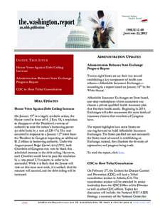 ISSUE[removed]JANUARY 23, 2012 INSIDE THIS ISSUE House Votes Against Debt Ceiling Increase