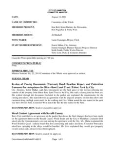 CITY OF HAMILTON COMMITTEE MINUTES DATE:  August 12, 2014