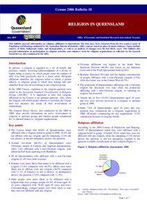 Religion in Queensland (Census 2006 Bulletin 10)