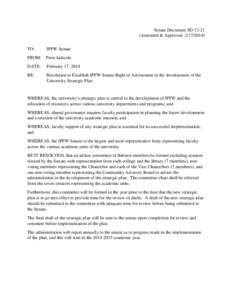 Senate Document SD[removed]Amended & Approved, [removed]TO: IPFW Senate