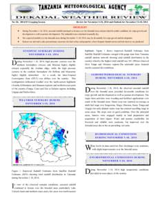 No: [removed]Cropping Season  Review for November 1-10, 2014 and Outlook for November 11-20, 2014 HIGHLIGHT  