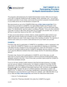 Department of Veterans Affairs Health Administration Center FACT SHEET[removed]Participating Providers VA Health Administration Center