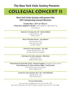 The New York Viola Society Presents  collegial concert II