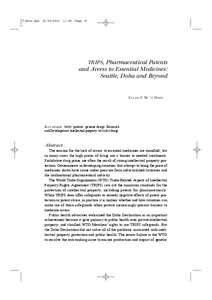 Civil law / World Trade Organization / International trade / Business / Monopoly / Agreement on Trade-Related Aspects of Intellectual Property Rights / Doha Declaration / Patent / Pharmaceutical industry / Patent law / Law / Intellectual property law