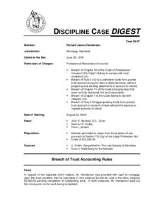 DISCIPLINE CASE DIGEST Case[removed]Member: Richard James Henderson