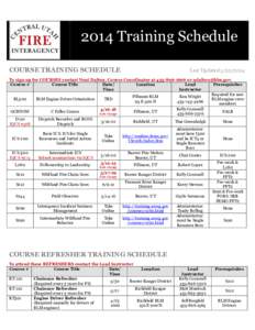 2014 Training Schedule COURSE TRAINING SCHEDULE Last Updated[removed]To sign up for COURSES contact Noni Dalton, Course Coordinator at[removed]or [removed]