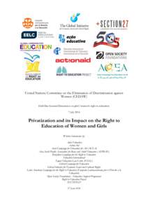 United Nations Committee on the Elimination of Discrimination against Women (CEDAW) Half-Day General Discussion on girls’/women’s right to education 7 July[removed]Privatization and its Impact on the Right to