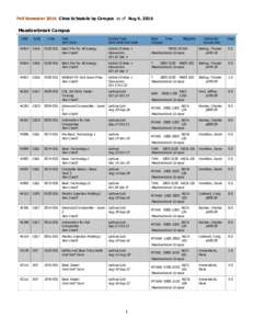 Fall Semester 2016 Class Schedule by Campus as of Aug 9, 2016  Meadowbrook Campus CRN  Subj