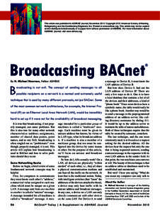 This article was published in ASHRAE Journal, NovemberCopyright 2010 American Society of Heating, Refrigerating and Air-Conditioning Engineers, Inc. Posted at www.ashrae.org. This article may not be copied and/or 