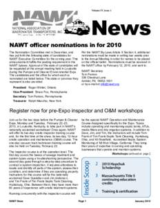 Volume IV, issue 1  News NAWT officer nominations in for 2010 The Nomination Committee met in December, and