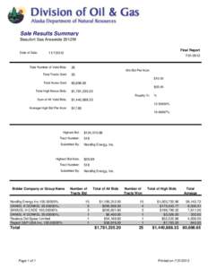 Sale Results Summary Beaufort Sea Areawide 2012W Date of Sale: Final Report