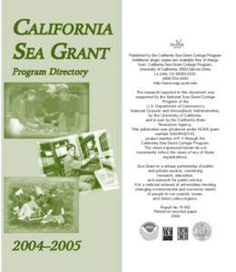 CALIFORNIA SEA GRANT Program Directory HOLD FOR COVER ILLUSTRATION
