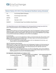 Market Notice #13-M12: Eris Standards Modified Listing Schedule TO: Eris Exchange Market Participants  FROM: